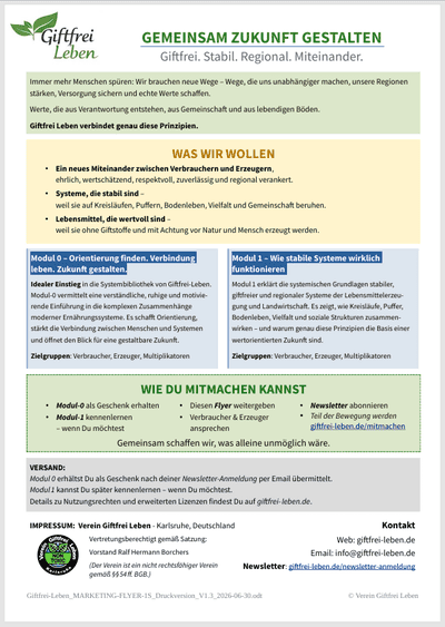 Marketing‑Flyer – Orientierung weitergeben 1 Bild des Marketing-Flyers von Giftfrei-Leben.de
